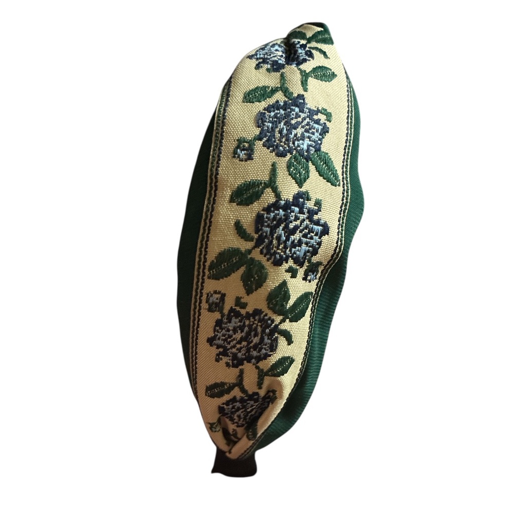 Green Vintage Floral Knotted Headband - Picture 3 of 7